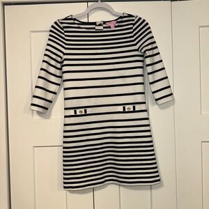 Lilly Pulitzer Charlene‎ Striped Knit Dress Gold Button Detail Girls Size XL